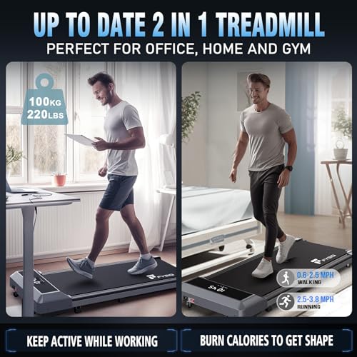 FYSIQ ​Cinta de Correr Eléctrica Profesional, Walking Pad de 2.0 HP, 2 en 1 Para Uso Doméstico y de Escritorio, con 2 Modos de Control Remoto (Bluetooth e Inalámbrico) y APP Gratuita de Por Vida