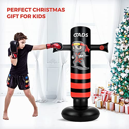 GADS Saco de Boxeo Hinchable de Niños, Saco de Boxeo de pie, Bolsa Inflable de Primera Calidad para un Rebote inmediato, Sacos de Boxeo Niñis, Punching Ball, Kickboxing, Karate, 62''