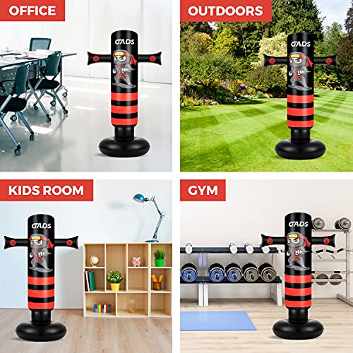 GADS Saco de Boxeo Hinchable de Niños, Saco de Boxeo de pie, Bolsa Inflable de Primera Calidad para un Rebote inmediato, Sacos de Boxeo Niñis, Punching Ball, Kickboxing, Karate, 62''