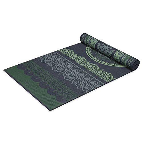Gaiam -Estera de yoga con impresion premium, reversible, color: Boho Folk, 68-Inch x 24-Inch x 5/6mm
