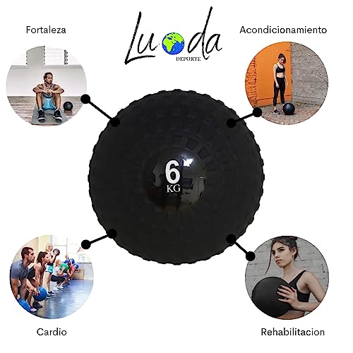 GAIAVITAE Balón Medicinal Negro - Equipo de Entrenamiento versátil - Pelota Medicinal - Balón Antideslizante para Levantamiento (Negro 6k) 20cm