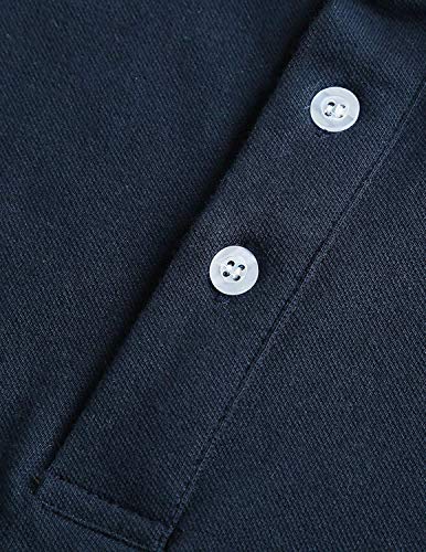 GNRSPTY Polo Hombre Manga Larga Denim Cuello Camisetas Algodón Camisas T-Shirt Golf Tennis Otoño Invierno Oficina,Azul Marino,XXL