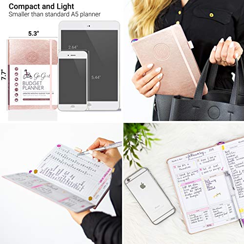 GoGirl - Planificador de presupuestos mensual, planificador financiero, libro de presupuestos, diario para controlar tu dinero, sin fecha - Inicio en cualquier momento, Compacto - Menta Verde