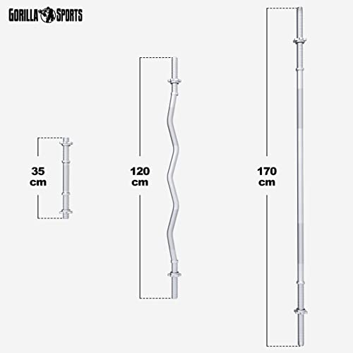 GORILLA SPORTS® Juego completo de pesas de plástico Negro 100 KG Diámetro 30/31 mm