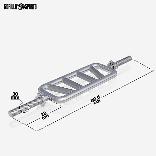 Gorilla Sports Trizepstrainer Diagonale mit Sternverschluss - Barra de Pesas (Hilo, 45 cm, 25,4 mm)