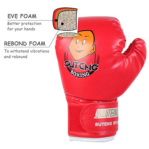 Guantes de Boxeo para Niños Punzonado de Sparring Guantes de Entrenamiento para Niños de 3 a 12 Años de Edad (Color : Rojo) Boxingglove Material Deportivo Boxingglove Material Deportivo Infantil