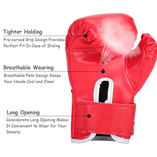 Guantes de Boxeo para Niños Punzonado de Sparring Guantes de Entrenamiento para Niños de 3 a 12 Años de Edad (Color : Rojo) Boxingglove Material Deportivo Boxingglove Material Deportivo Infantil