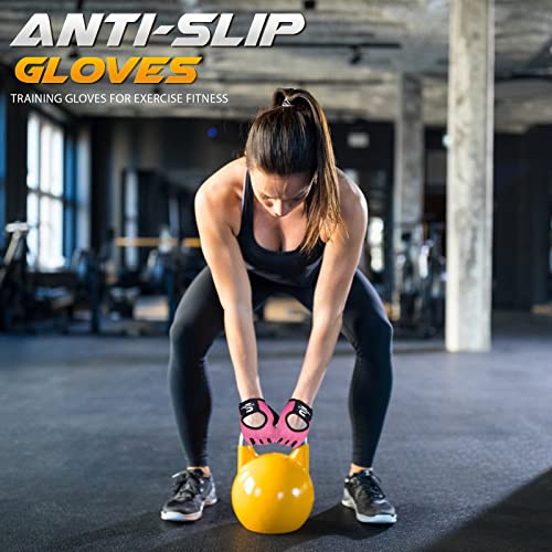 Guantes de Gimnasio para Hombres y Mujeres, Guantes de Fitness para Levantamiento de Pesas, Guantes Transpirables para Mujer, Guantes de Entrenamiento de Silicona Antideslizante