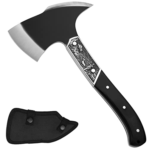 GVDV Hacha Supervivencia, Hacha de Camping Full Tang Mango de Madera, Regalo de Hacha para Exteriores, Supervivencia, Caza, Jardín