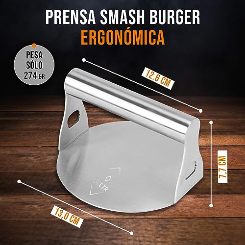 GYLTR Prensa Hamburguesas Profesional - Smasher Acero Inoxidable - Smasher Hamburguesa - Smash Burger - Aplastador de Hamburguesas - Prensa de Carne - Prensa Barbacoa