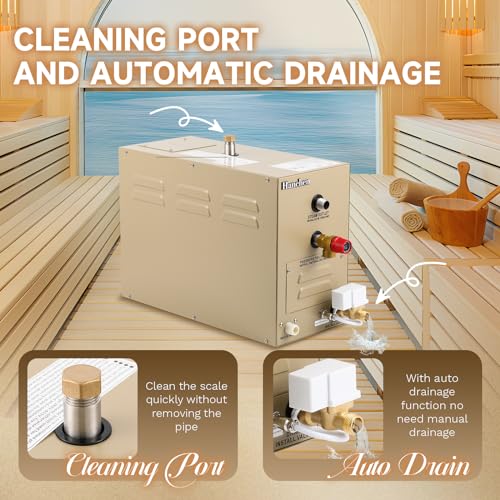 Hanchen 8KW Generador de Vapor para Sauna Baño Turco Ducha 6.2m³ Temperatura Ajustable 35-55℃ CE Temporizador 30min-12h 220V CE