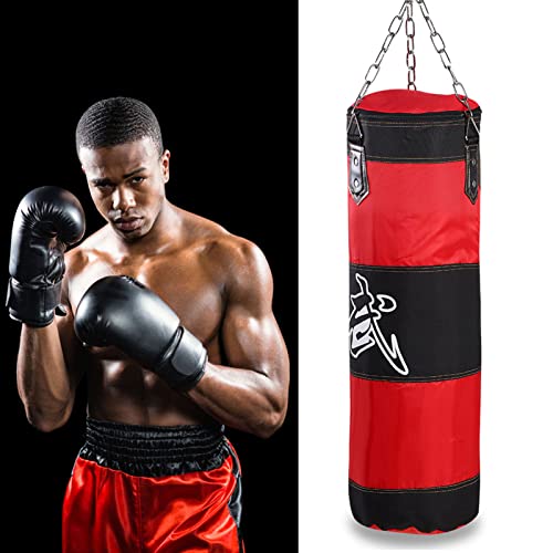 HERCHR Saco De Boxeo, Sacos De Arena para Fitness, Saco De Boxeo Vacío para Entrenamiento, Saco De Arena Vacío, Bolsa Colgante, Combinación De Saco De Arena para Boxeo(100cm-红色)
