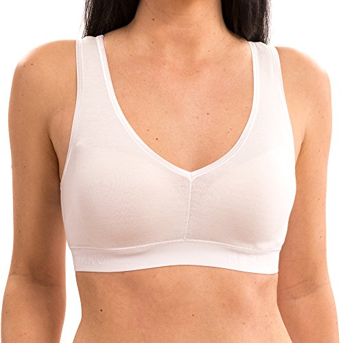 HERMKO 5420 Pack de 2 Sujetadores Deportivos con una Preciosa Tira para Mujer, Farbe:Blanco, Größe Damen:44/46 (L)