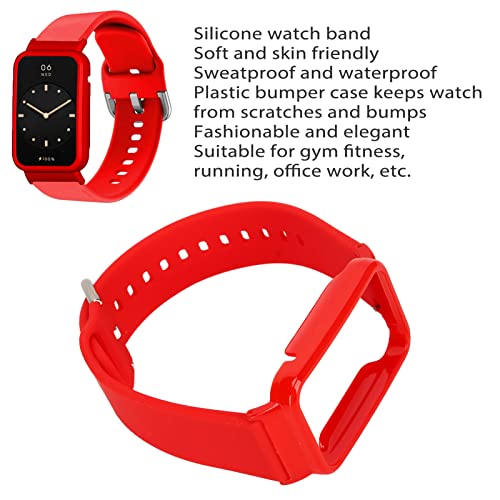 Hiraith Correa de reloj de silicona flexible y elegante, ajustable, segura para hacer ejercicio, Carcasa roja y roja, Correa