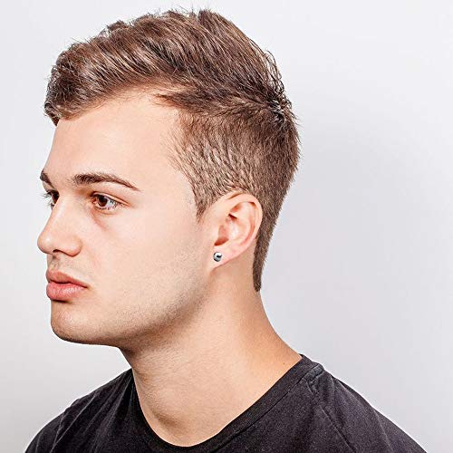 HO2NLE 5 Pares Pendientes Acero Inoxidable,16G Piercing Oreja para Mujer y Hombre Barra de 6mm con Bola Zirconia Cúbica Labret Stud Pendientes Oreja Plata para Tragus Cartilago