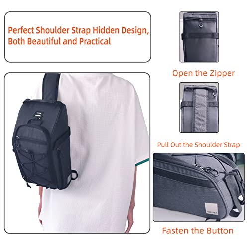 HOMPER 8L Bolsa Alforja Trasera Bicicleta Impermeable Bolso de Viaje Portátil Extensible Bolsa de Hombro para Ciclismo al Aire Libre