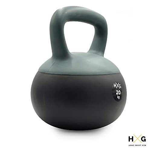 HxG. Pesa Rusa o Pesa Kettlebell 20kg, PVC rellena de Fina Arena de Acero, Ideal para Ejercicios y Entrenamientos de musculación o Crosstraining. Tu casa es tu Gimnasio