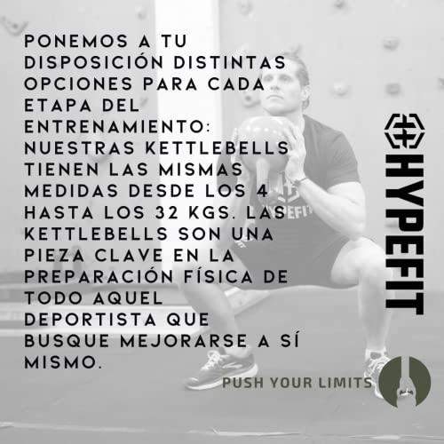 HYPEFIT Kettlebell 20 Kg de Competición | Pesa Rusa Kettlebell de 4 Kg a 32 Kg | Ideal para Fisicoculturismo | Pesas para Crossfit - Entrenamientos de Fuerza Musculatura y Core
