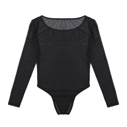 iiniim Body Hombre Maillot Muscular Leotardo Deportivo Monos de Gimnasia Manga Larga Ropa Interior Una Pieza Sexy Transparente Jumpsuit Bodysuit para Hombre Negro M
