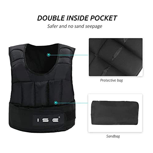 ISE Chalecos de entrenamiento Peso - Chaqueta ejercicio boxeo Workout Fitness Training Chaleco con Pesas Ajustable 20kg