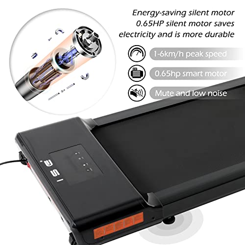 ISE Cinta de Correr eléctrica 1-6 KM/H 500W Motor, Cinta de Correr para Fitness en casa/Oficina, Pantalla LCD y Mando a Distancia, Ultra Delgada y silenciosa, SY-A144