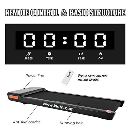 ISE Cinta de Correr eléctrica 1-6 KM/H 500W Motor, Cinta de Correr para Fitness en casa/Oficina, Pantalla LCD y Mando a Distancia, Ultra Delgada y silenciosa, SY-A144