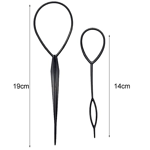 iTauyees 2 Piezas Herramientas para Cola de Caballo, Cabello Pull Aguja (Negro)