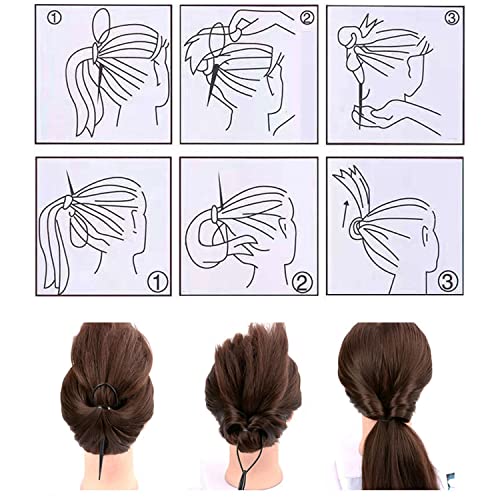 iTauyees 2 Piezas Herramientas para Cola de Caballo, Cabello Pull Aguja (Negro)