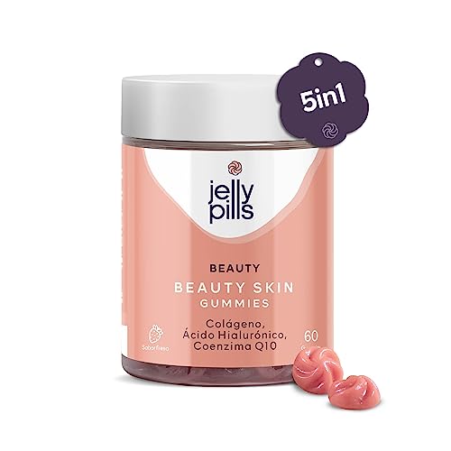 Jelly Pills® Gominolas de Colágeno Hidrolizado Ácido Hialurónico Coenzima Q10 & Vitamina C - Sin azúcares añadidos - 60 gummies para 2 meses - Para Piel, Huesos y Articulaciones