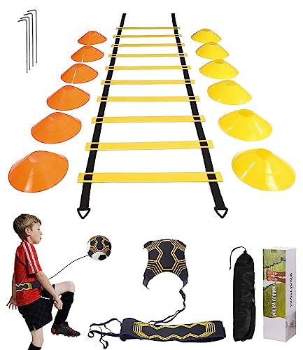 Jissta Speed ​​Agility Training Kit para Agilidad,Escalera de Agilidad 6M,12 Conos Deportivos y Entrenador de Patadas de fútbol,Equipo de Entrenamiento de fútbol para niños y Adultos
