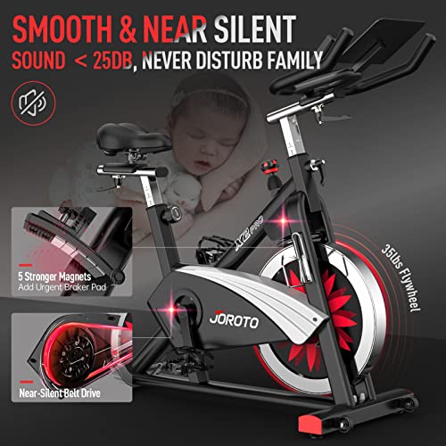 JOROTO X2PRO Bicicleta Estática con Bluetooth y Disco Inercia 16kg, Bicicleta de Ciclismo Interior con Resistencia Magnética Legible, Soporte para Tableta y Pantalla LCD, peso máx 150kg