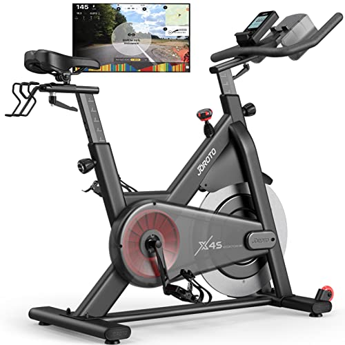 JOROTO X4S - Bicicleta Estática Bluetooth Para Interiores Con Resistencia Magnética Legible y Transmisión Por Correa (Capacidad De 160 Kg)