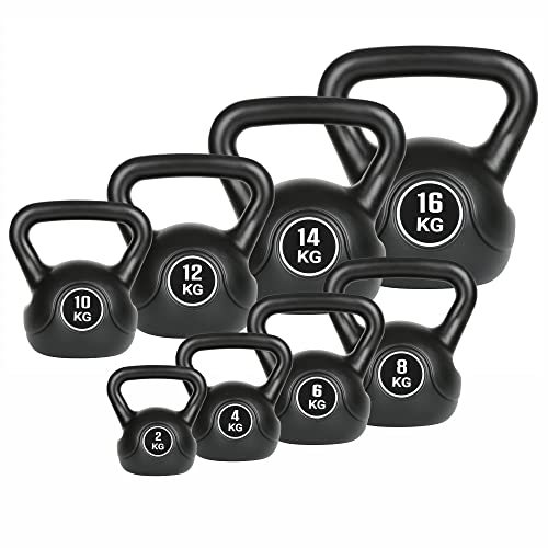joyionic Kettlebell Pesa Rusa Redonda para Entrenamiento Fisicoculturismo Casa Fitness, Mango Estructurado, 2 Kg, Negro
