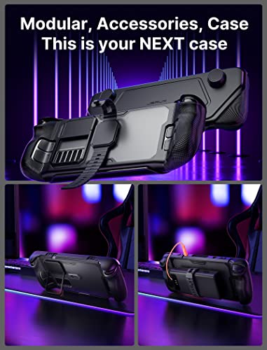 JSAUX ModCase para Steam Deck, PC0104 Estuche Modular para Valve Steam Deck Incluyen Funda Protectora, Cubierta Frontal, Soporte Metálico y Correa - Set Básico