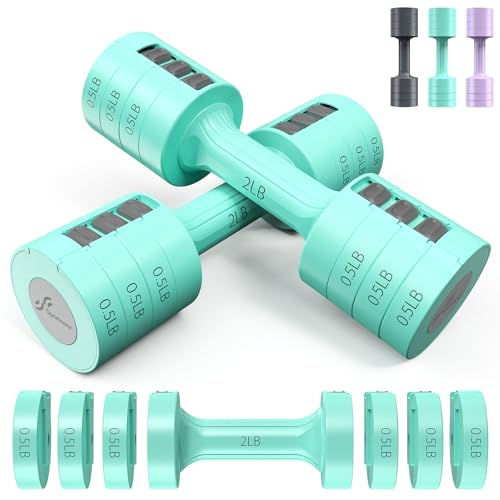 Juego de 2 mancuernas ajustables: Sportneer 2, 3, 4, 5 libras, juego de peso libre para mujeres y hombres, personas mayores, entrenamiento de fuerza para equipos de gimnasio en casa