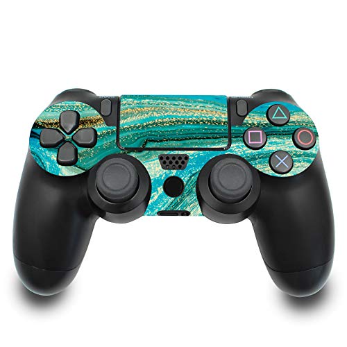 Juego de protectores de pantalla para consola y mando de juegos, pegatinas de vinilo contra arañazos, diseño de cubierta autoadhesiva RX022 (PS4 Pro, n.º 12, mármol turquesa)