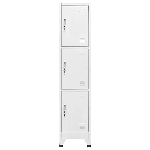 JUNZAI Armario taquilla con 3 Compartimentos, Taquillas Metalicas, Taquillas Vestuario, Taquillas Vestuario, Mueble Almacenaje, Armario Lavadero, 38x45x180 cm