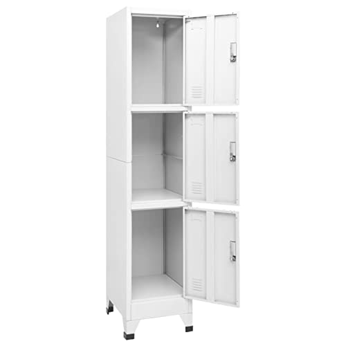 JUNZAI Armario taquilla con 3 Compartimentos, Taquillas Metalicas, Taquillas Vestuario, Taquillas Vestuario, Mueble Almacenaje, Armario Lavadero, 38x45x180 cm