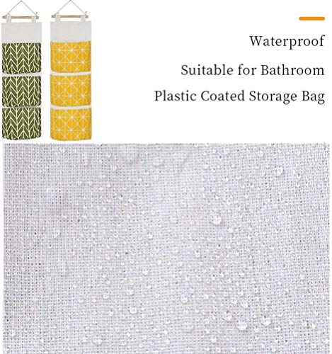 KAHEIGN 3 Piezas Colgar En Pared Bolsa De Almacenamiento, 60 x 20cm Apilable 3 Capas Bolsa Colgante - Impermeable Tela De Lino Organizador De Bolsillo Ancho para Dormitorio Baño Cocina