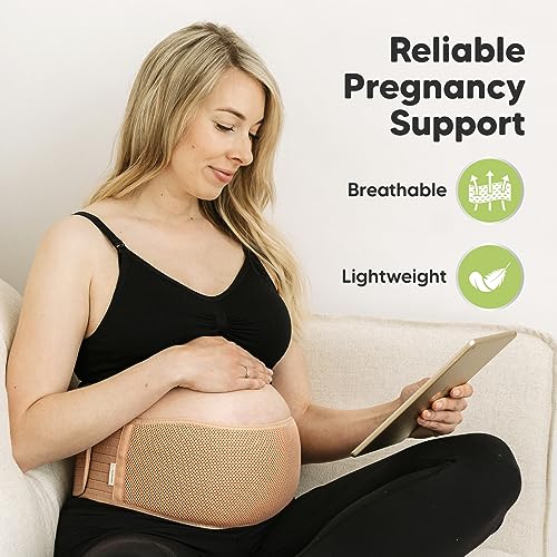 KeaBabies Banda De Maternidad Para El Embarazo - Cinturón De Soporte Para Embarazo Suave & Transpirable - Bandas De Soporte Pélvico (Classic Ivory)