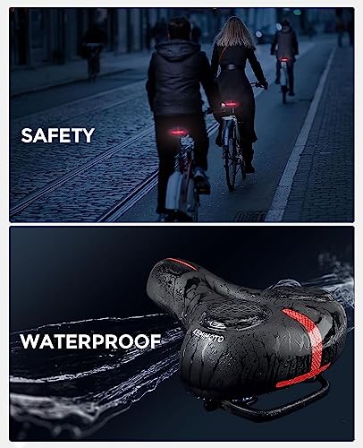 KEMIMOTO Sillín de Gel Comodo para Bicicleta, Transpirable y con Absorción de Impactos, Asiento Ergonómico con Banda Reflectante Unisex para Bicicleta de Montaña, MTB, BMX, Carretera