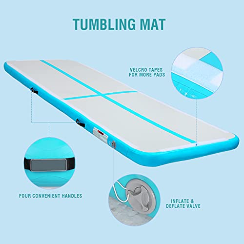 KIKILIVE Colchoneta de Gimnasia, 10CM Colchonetas de Entrenamiento, 3M Colchoneta Inflable Tumbling Gimnasia con Bomba de Aire, Alfombrillas de Entrenamiento para Uso Doméstico/Formación/Gimnasia