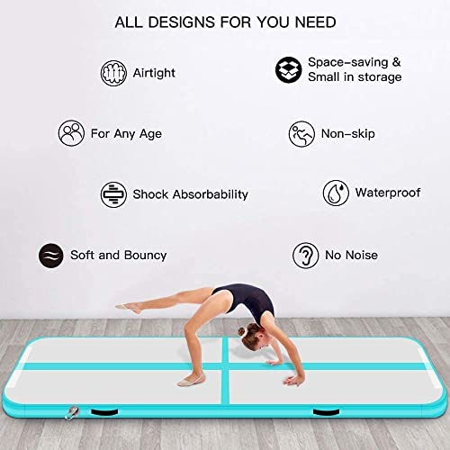 KIKILIVE Colchoneta de Gimnasia, 10CM Colchonetas de Entrenamiento, 3M Colchoneta Inflable Tumbling Gimnasia con Bomba de Aire, Alfombrillas de Entrenamiento para Uso Doméstico/Formación/Gimnasia