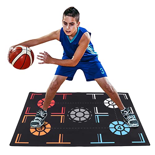 Kuuleyn Colchoneta De Entrenamiento De Pasos De Baloncesto, Colchoneta De Entrenamiento De Baloncesto De 2 Mm, Sistema De Entrenamiento De Baloncesto De Goma Negra Silenciosa para Niños En Casa