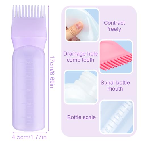 KXUSW Aplicador Aceite Pelo 4 Piezas-Hair Oil Applicator-Root Comb Applicator Bottle 180ml-Reutilizable-Aplicador de Tinte para El Cabello pon Peine