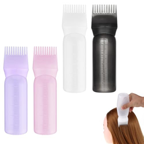 KXUSW Aplicador Aceite Pelo 4 Piezas-Hair Oil Applicator-Root Comb Applicator Bottle 180ml-Reutilizable-Aplicador de Tinte para El Cabello pon Peine