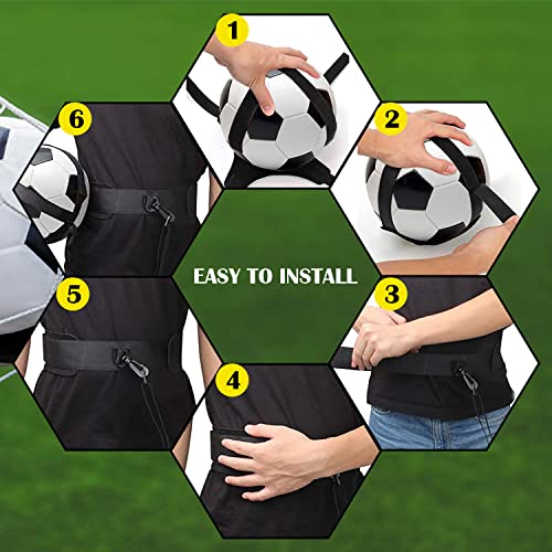 LBING Fútbol Trainer Cinturón de Entrenamiento de fútbol con 10 Conos De Entrenamiento para Pelota Fútbol,Voleibol y Rugby,Regalos de Fútbol para Niños Adultos