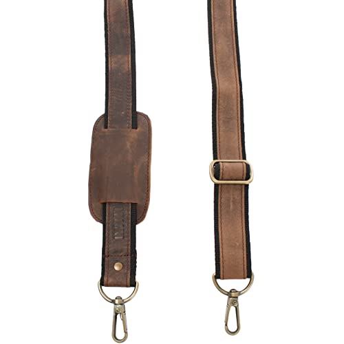 LECONI LEC-R2 - Correa de hombro de piel y nailon, correa de hombro ancha para bolsos, longitud ajustable, 4 x 150 cm, Barro – Cera, S
