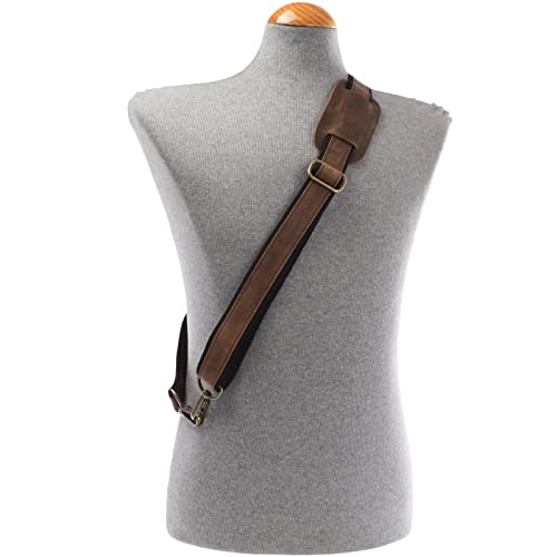 LECONI LEC-R2 - Correa de hombro de piel y nailon, correa de hombro ancha para bolsos, longitud ajustable, 4 x 150 cm, Barro – Cera, S