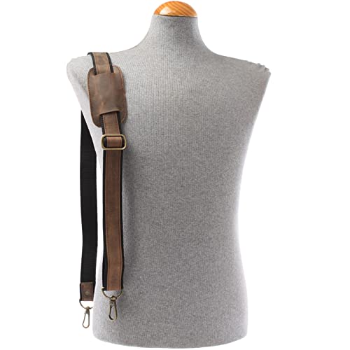 LECONI LEC-R2 - Correa de hombro de piel y nailon, correa de hombro ancha para bolsos, longitud ajustable, 4 x 150 cm, Barro – Cera, S